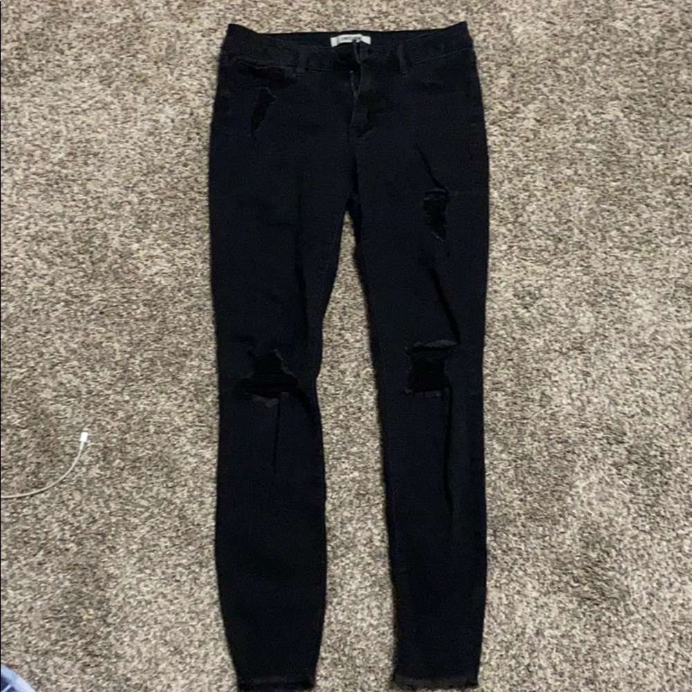 black ripped jeans